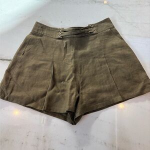 Guess Olive Green Linen Women's Shorts